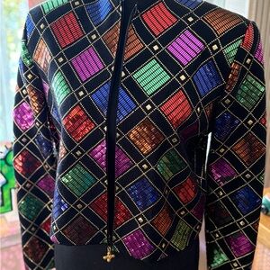 St John Luxury Colorful Geometric Women's Knit Jacket